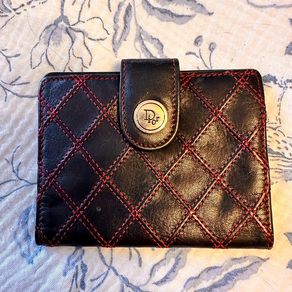 Dior Quilted Black and Red Wallet